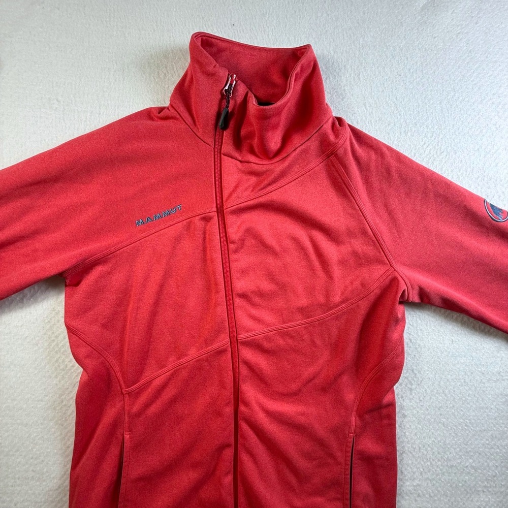 Mammut Full Zip Fleece Jacket Mens Medium Technical Midlayer Red Performance